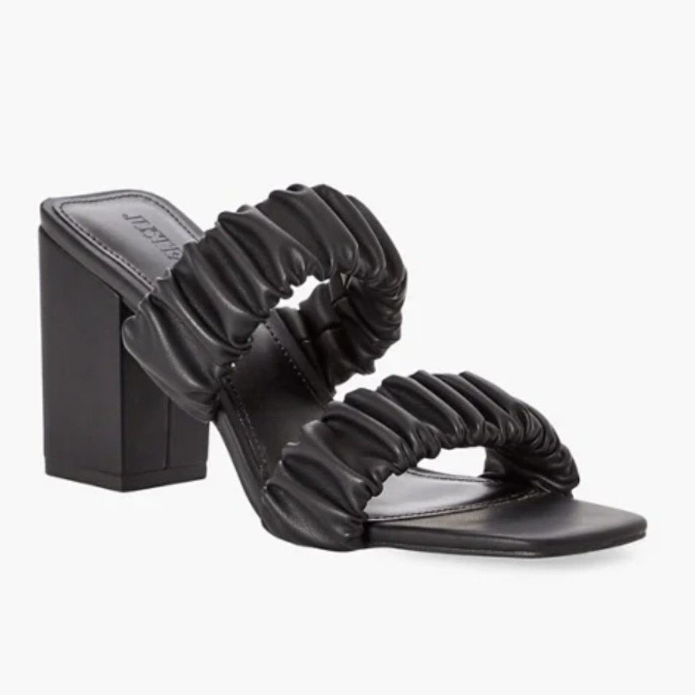 Just Fab Gretchen Slip-On Heeled Sandal Square Toe Black Size 9